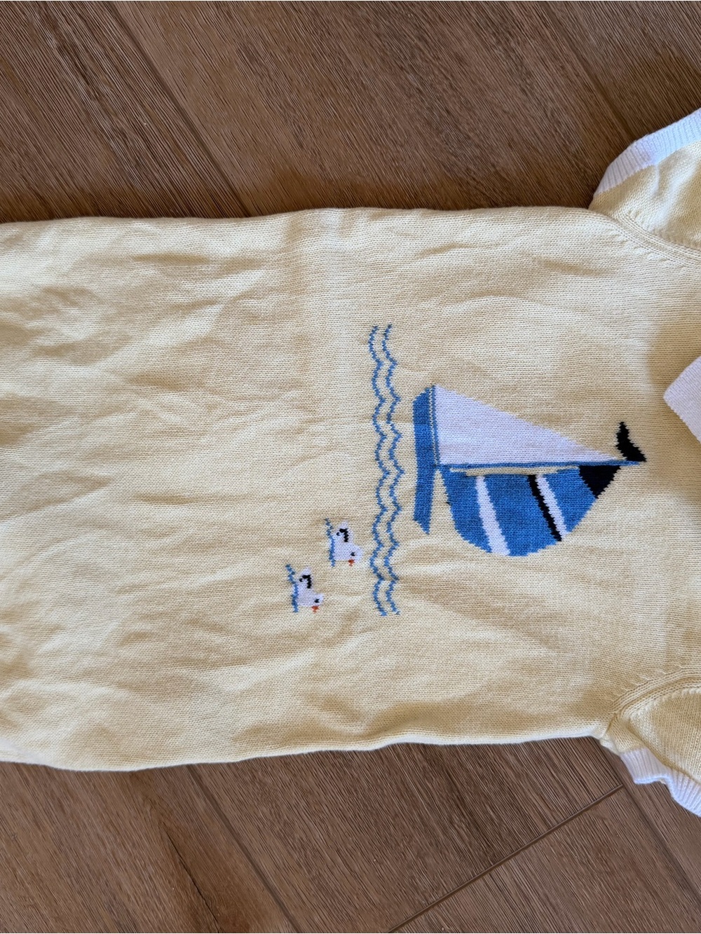 Janie and Jack Yellow Knit Tee with Blue Sailboat Motif